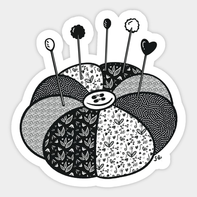 SewLalla Quilted Pin Cushion line art drawing Sticker by SewLalla